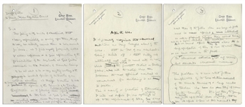 Robert Baden-Powell 12pp. Autograph Draft Letter Regarding the Nascent Boy Scouts Organization -- Circa 1917, During World War I: ''Scout training...brings out the individual, develops his character''